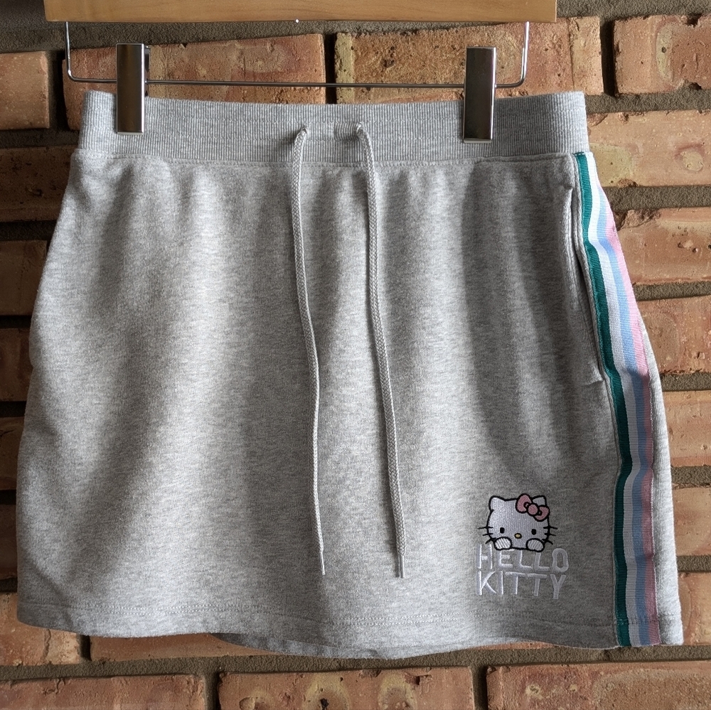 Hello Kitty Gray Mini Athletic Skirt with Striped Detail